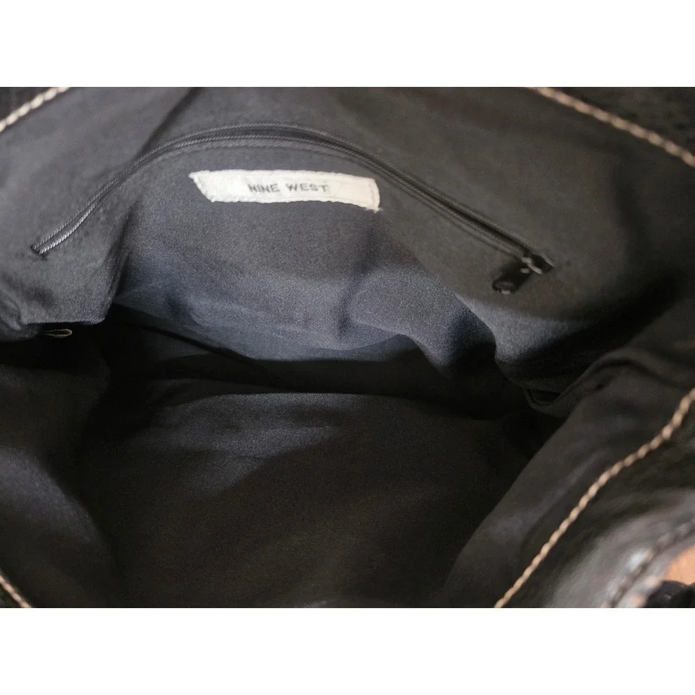 Nine West Black Pebbled Faux Leather Satchel Handbag Shoulder Bag Top‎ Handle